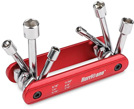 HURRICANE 6 in 1 Folding Nut Driver Set SAE, Hex Nut Driver Set, Cr-V Steel Shank. Premium Portable Premium Aluminum Handle. Easy to Carry Out, 3/16, 1/4, 5/16, 11/32, 3/8, 7/16 inch