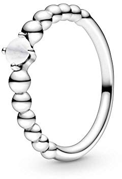 PANDORA Silber Damen-Ring Milky Beaded 198598C04, Weiß