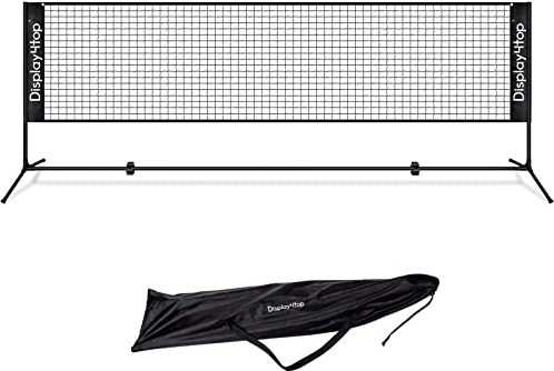 display4top 3M Badminton Net Set, Volleyball Tennis Net, Height Adjustable, Portable with Portable Carry Bag, Sports Net for Indoor or Outdoor Court, Beach, Driveway, Black