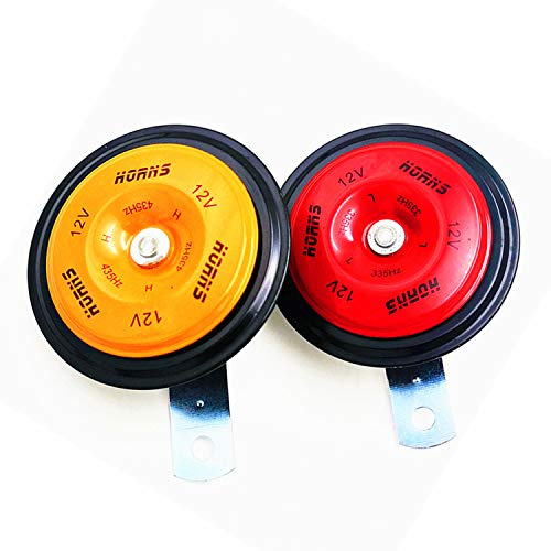 YIYDA Tromba Auto Super Loud in Metallo, Tono Alto e Basso, Elettrica Rosso e Arancione, Altoparlante Impermeabile per Camion e Moto 12V