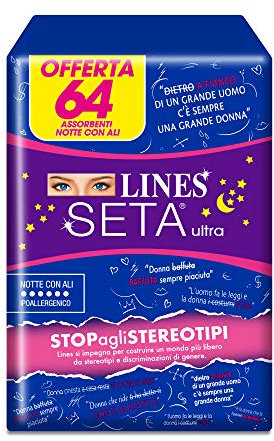 LINES SETA Assorbenti Ultra Notte, PACCO SCORTA, Confezione da 64 Pezzi