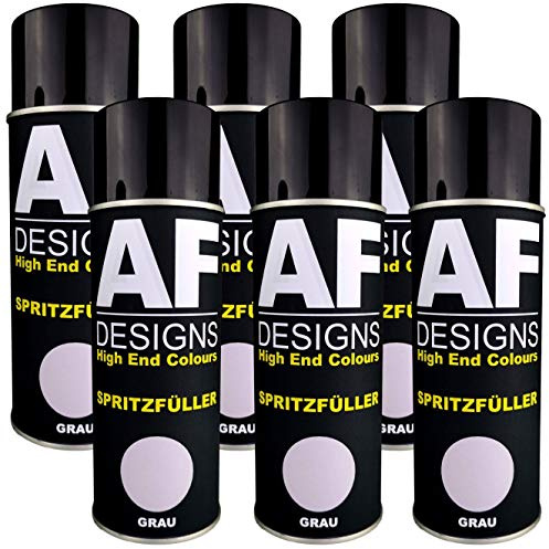 Alex Flittner Designs 6x Spritzfüller Spritzspachtel Spraydose grau | 1K Spritzspachtel/Spritzfüller mit ausgezeichneter Haftung und sehr hoher Füllkraft