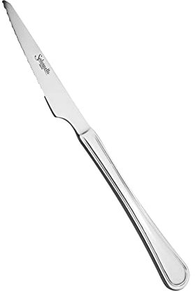 Salvinelli CBIQU - Coltelli da bistecca in acciaio inox, estremità a specchio, spessore 2,5 mm, lunghezza 224 mm, 12 pezzi