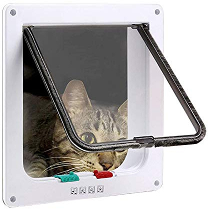 Katzenklappen Hua Haustiertür/Katzenklappe, Winddichte Klappentür Mit Einstellbarer Dicke Für Alle Haustiere, Mit 4-Wege-Handverriegelung, Weiß