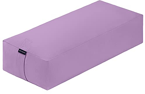 Retrospec Sequoia Meditation Cushion & Yoga Bolster Pillow With Cotton Cover - Supportive 24x12x6in Rectangle for Spine Relief, Joint Support & Posture - Machine Washable With Carry Handle