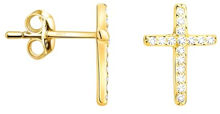 SOFIA MILANI - Damen Ohrringe 925 Silber - mit Zirkonia Steinen - Kreuz Ohrstecker