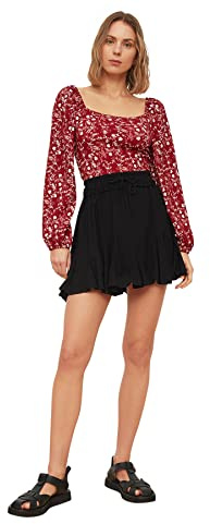 Trendyol Dam draperad stickad kjol kjol, svart, liten