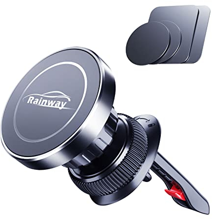 Rainway Magnetic Phone Holder, Upgrade Hook Mount with 6 Magnets, [360° Rotation] Air Vent Universal Mobile Holder for Car Accessories,Compatible with iPhone,Samsung,etc.