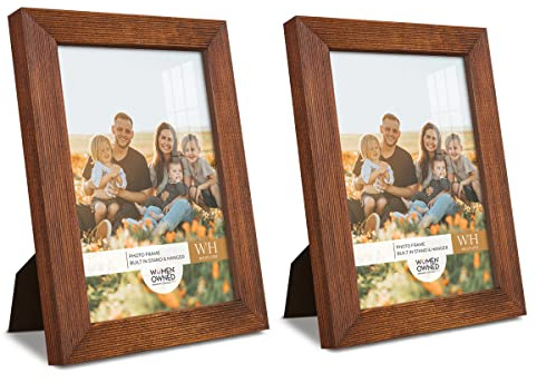 Renditions Gallery 5x7 inch Picture Frame Set of 2 High-end Modern Style, Made of Solid Wood and High Definition Glass Ready for Wall and Tabletop Photo Display, Walnut Frame