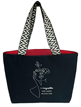 Hello-Bags Bolso de loneta premium. Incluye cremallera exterior, bolsillo interior con cremallera y forro de loneta rojo. Empaquetado para regalo.