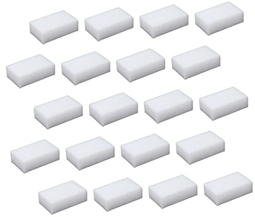 VILLFUL 20pcs White Sponge Scrubber Kitchen Cleaning Sponges Thicken Home Cleaning Erasers for Removing Grease and Thorough Suitable for Glass and Coffee Maker Surfaces