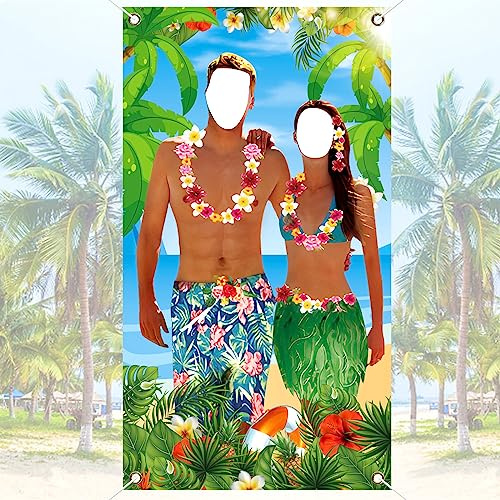LIVESTN Hawaii Party Dekoration, 180 x 100 cm Hawaii Fotohintergrund Banner Luau Paar Foto Stütze Banner, Hawaii Party Deko Foto Hintergrund Banner für Sommer Strand Party Dekoration