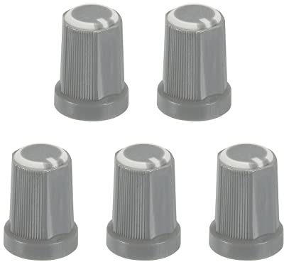 QUARKZMAN Knöpfe Potiknöpfe Potentiometer Drehknopf ABS Gitarre Knopf für E-Gitarre Leistung Verstärker Stereoanlagen Bass Lautstärke Ton 270° Drehknopf 6mm D Typ Welle Grau Weiß 5Stk