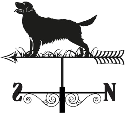 Wetterfahne mit Golden Retriever-Silhouette, Metall