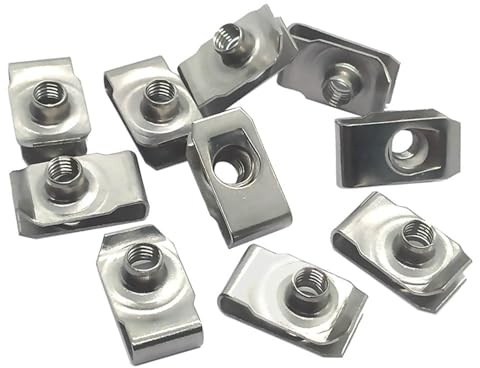 ATEECO Viti per Auto 10 Pz 304 in Acciaio Inox Tipo U Pinze con Filettatura M6 6mm Reed Nuts Clip di Targa per Auto Moto Scooter ATV Ciclomotore