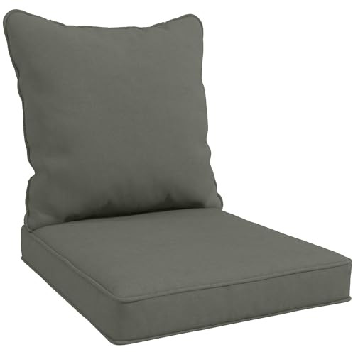 Outsunny Cushion Set with 1 Seat Cushion and 1 Back Pad Charcoal Grey