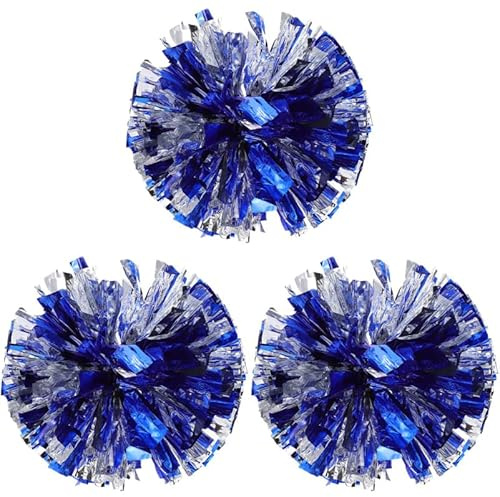 SUPVOX Gold Cheer Pom Poms 3-Pack 12 Inch Reusable Metallic Aerobics Flower Balls for Dance Cheerleading Sports Team Spirit Accessories