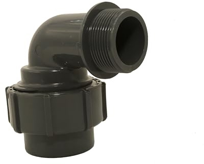 HAF PVC Flexfit Übergangswinkel 90° mit 50mm x 1 1/2 | Klemmkupplung x Außengewinde | Klemmverbinder aus grauem PVC-U | PN4 für Verbindung von Flexschlauch, Poolverrohrung, Druckleitung, Rohrleitung