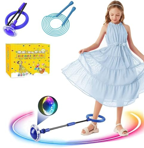 Q-WOOFF Jumping Ball and Skipping Rope,Für Outdoor-Spielzeug für Kinder im Alter Von 5–12 Jahren,Geschenke für Mädchen Im Alter Von 8–12 Jahren, Geschenke für Jungen, Bewegung, Springspiele (Blau)
