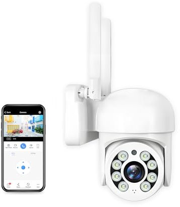 SECUEYE 2MP Dome Camera WiFi 2.4GHz 5GHz Pan/Tilt/Zoom Automatic Tracking Human Dection Color Night IP65 Waterproof 24/7 Recording Outdoor Security