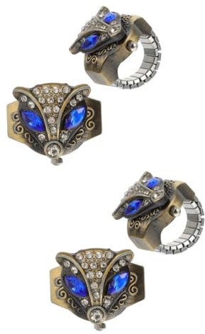 WRITWAA 4 Stück Vintage Ringuhr Digitaluhr für Frauen Trainingsuhr für Frauen Fingeruhren vintage rings valtinstaggeschenke betrachten lässige Fingeruhr Fingerringuhr Zinklegierung