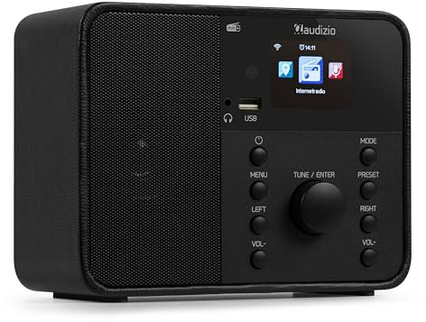 Audizio Nardo Internet Radio with DAB Digital & FM, Bluetooth Streaming, USB Playback, DAB+, 250 Internet Stations, Aux Input, 2.4 Colour Display, Black