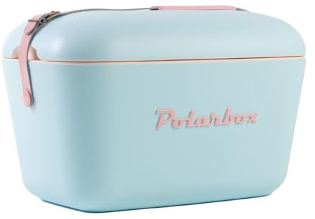 Polarbox Nevera de playa retro vintage para picnic, bolsa de almuerzo portátil, para viajes, camping, senderismo, estilo años 90, extra grande, ligera, para latas, cervezas y bebidas seltzer, 20 L
