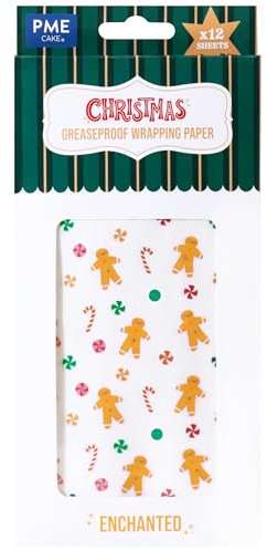 PME CH24PP082 Christmas Wrapping Parchment Paper, Gingerbread (12 Sheets)