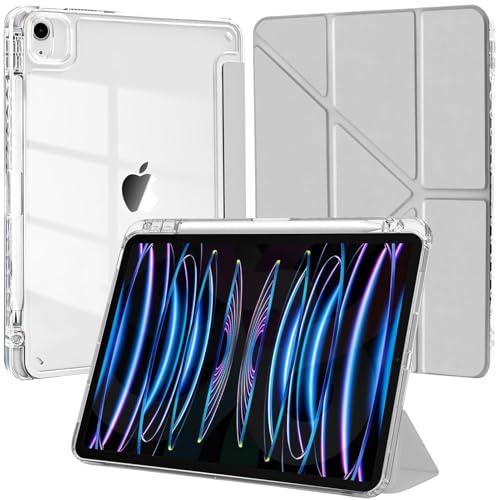 Coque pour iPad Air 13 Pouces M4/M3/M2 (2026/2025/2024)/iPad Pro 12.9 2022/2021/2020/2018 avec Porte-Stylet, 6 en 1 Angles de Vision, Arrière Transparent