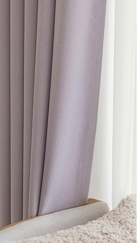 Mesnt Hitzeschutz Vorhang Blickdicht, Lila 150x270cm Volltonfarbe mit Texturen Vorhang Blickdicht Thermovorhang Vorhänge Wohnzimmer Schlafzimmer, Pleat Hook
