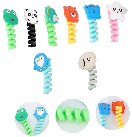 CLISPEED 8 Pcs Cartoon Cable Winders Flexible Data Cable Organizers for Earphones Durable and Wear Resistant Wire Protectors for Easy Organization for Use