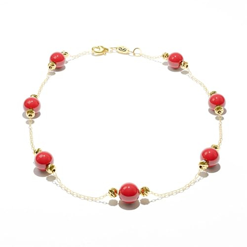 Bracelet Femme – or 18 carats – 0.95 gr – pierres rouges Design et éclat – Valeur refuge – Idée cadeau – poinçon 750 – Certificat d’authenticité – Salia Gold Paris