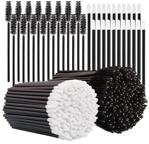 KICOSY 400PCS Disposable Makeup Applicators - 200 Lash Spoolies & 200 Lip Brushes - Ideal for Makeup Artists, Daily Use & Beauty Routines