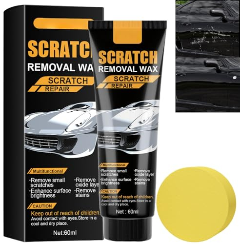 60ML Car Scratch Repair Kit,New T Cut Scratch Remover,Best Car Scratch Remover & Polish for Scratches, Black Car Scratch Remover Wax with Wipe Sponge, Easy to Use Paint Scratch Repair for Vehicles
