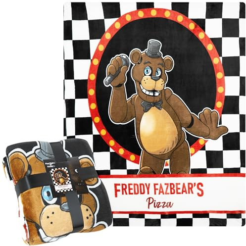 Get Trend Five Nights at Freddy’s Fleece Throw Blanket, Soft Cozy 59 x 51 Inch, Gaming Bedding Couch Bed Sofa Decor, FNAF Gifts for Gamers (Black FNF)