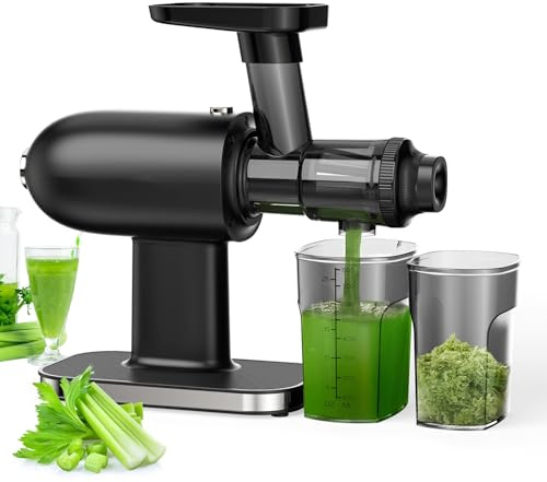 Electric Juicer, Slow Masticating Juicer with Quiet Motor, Anti-Clog Function, Easy to Clean with Included Brush for Fruits and Vegetables