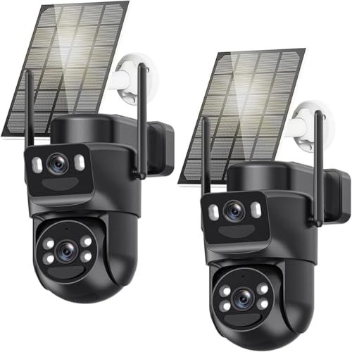 4K Security Camera Outdoor Wireless Solar Battery Powered, 5GHz/2.4GHz WiFi 360° PTZ Security Camera for Home with Dual Lens, Human Auto Tracking, Siren, Color Night Vision, IP66