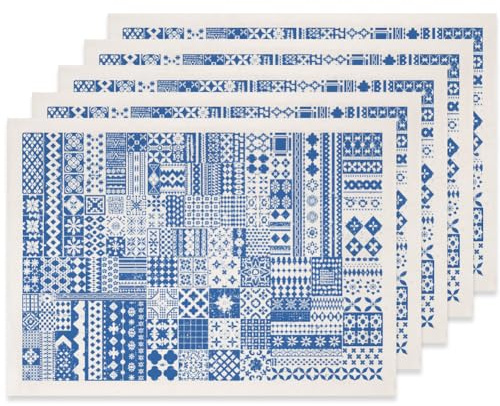 SUPERDANT 5 Stück Tapa Stoff Unterglasur Transferpapier Abstrakt Keramik Dekor Blaue Unterglasur Abziehbilder Für Ton Porzellan Keramikfliesen Und Enamel Papiere
