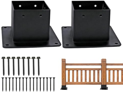 Stapelbas 100 x 100 mm, 2 st stolpfäste innerstorlek 8,4 x 8,9 cm | fästhårdvara för lusthus - för staket trädgård inhägnad uteplats bakgård