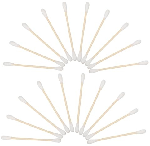 Gadpiparty 100 Stück Wattestäbchen mit Langem Bambusstiel Weiche Doppelseitige Baumwollspitzen Vielseitig Einsetzbar für Ohrenreinigung Make up Schmuckpflege und Präzise Elektronikreinigung