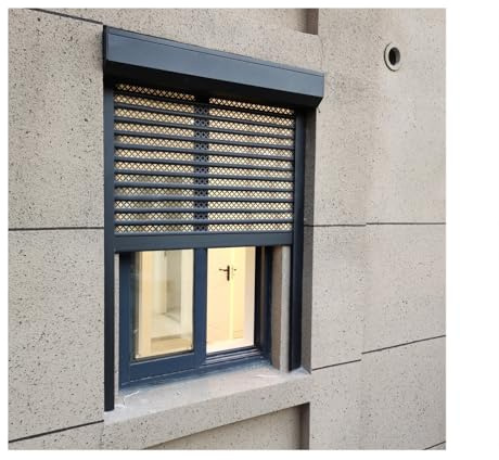 LVLDAWA Porte Enroulable Automatique, Volets Roulants Sécurité Alliage D'aluminium avec Lames Perforées, Protection Solaire Extérieure pour Fenêtres pour Entrepôts(60X80CM)