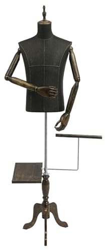 150-180cm Höhenverstellbar Schneiderpuppe Schaufensterpuppe Male Mannequin Kleiderpuppe Flexibler Mannequin Gliederpuppe für Bekleidungsgeschäfte, Brustumfang 96 cm,Taille 82 cm,Hüfte 92 cm (Black)