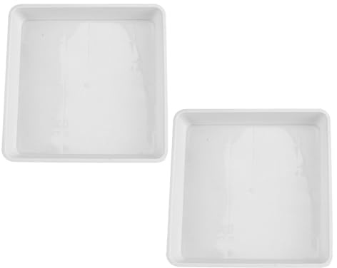 FOMIYES Sottovaso Quadrato in Plastica Bianco 40 Cm Set 2 Pezzi, Vassoio Raccogli Gocce per Piante in Vaso, per Interni ed Esterni, Resistente e Leggero per Balconi, Soggiorni e Uffici