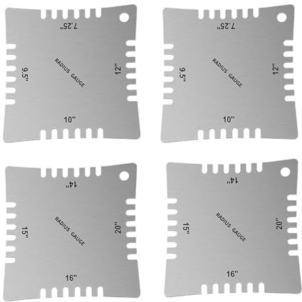Calibradores de radio de acero inoxidable con muescas para la configuración de herramientas de luthier, incluyendo indicadores de radio con muescas para guía de cuerdas, regla ajustable para altura de