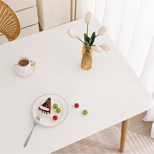 NEPHRA Mantel Ajustable Mesa Rectangular con Elasticidad, Mantel Exterior Impermeable, Cuero Sintético PU Mantel, Mantel para Cocinas, Patios, Exterior(White,140x80 cm)