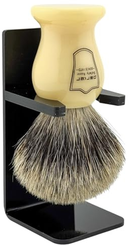 Parker Safety Razor 100% Classic Tasso Puro Setola manico del pennello da barba - Pennello stand incluso Avorio