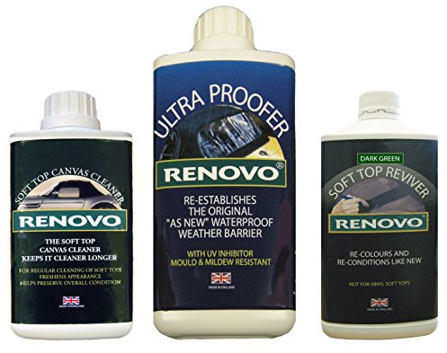 Renovo REN-KIT8 Triple Cleaning Kit includes Soft Top Revivier, Soft Top Ultra Proofer/Soft Top Canvas Cleaner, Green