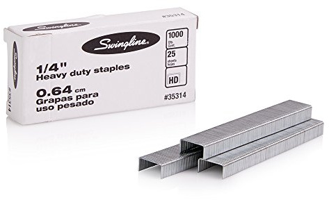 Swingline Staples, Heavy Duty, 1/4 Length, 25 Sheet Capacity, 100/Strip, 1000/Box, 1 Pack (35314 )