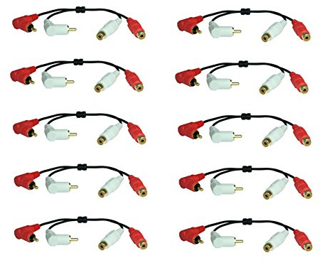 10 Stück 20cm Premium 90° Cinch-Winkelstecker Adapter Kabel | Stereo | 10 Stück