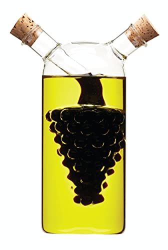 KitchenCraft World Of Flavours Botella 2 en 1 Aceitera y Vinagrera Diseño Uvas 300 x 100 ml